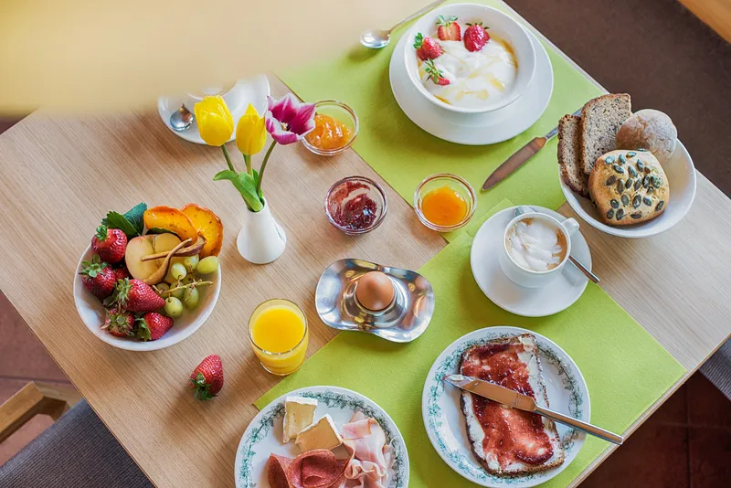 Breakfast table top view